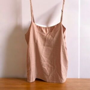 NWOT Pink Satin Blouse Scalloped Neck Cami 2XL Adjustable Strap Elastic Back